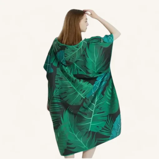 Poncho Femme A Motif Feuilles Tropicales