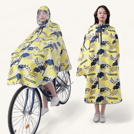 Protection pluie pour femme cycliste avec poncho