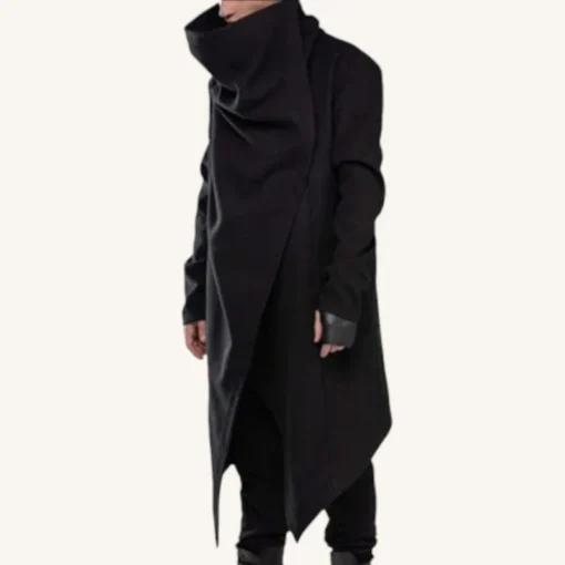 Manteau Noir Contemporain Avec Col Oversized