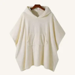 Poncho A Capuche Beige Chic