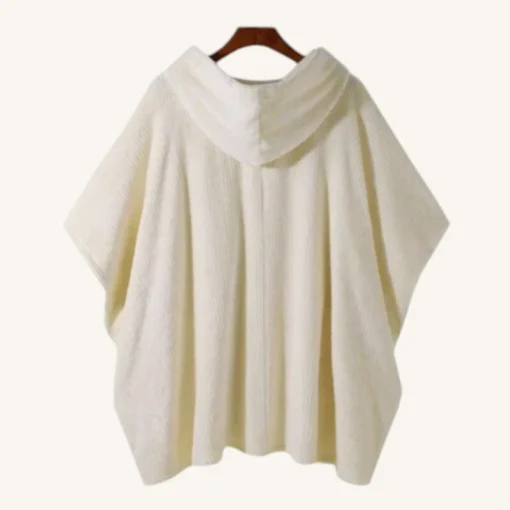 Poncho Beige Confortable Avec Capuche