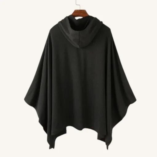 Poncho Gris Fonce Avec Capuche Pour Un Style Decontracte