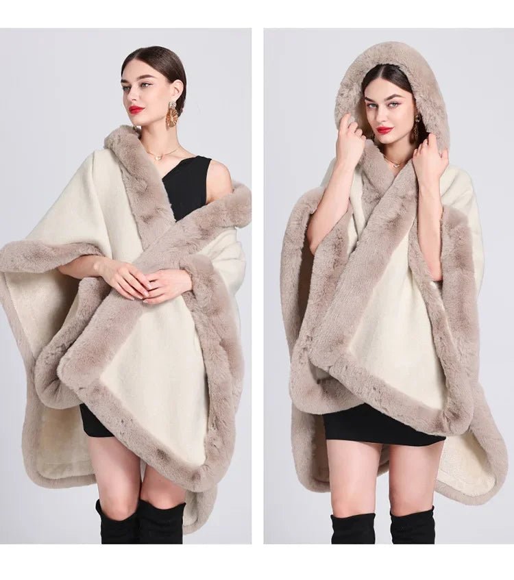 Cape Femme Beige à Capuche