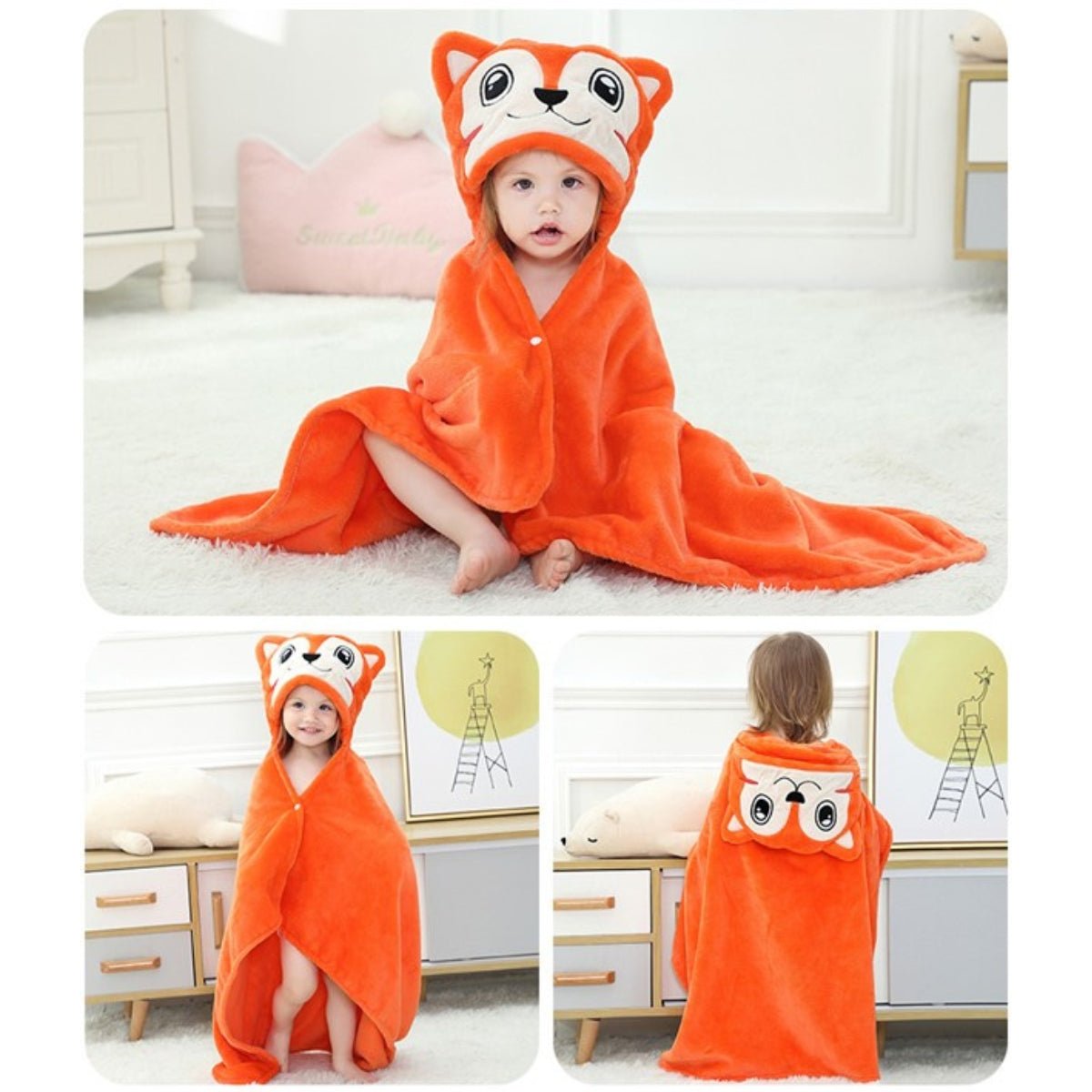 Cape de Bain Bébé Renard Orange