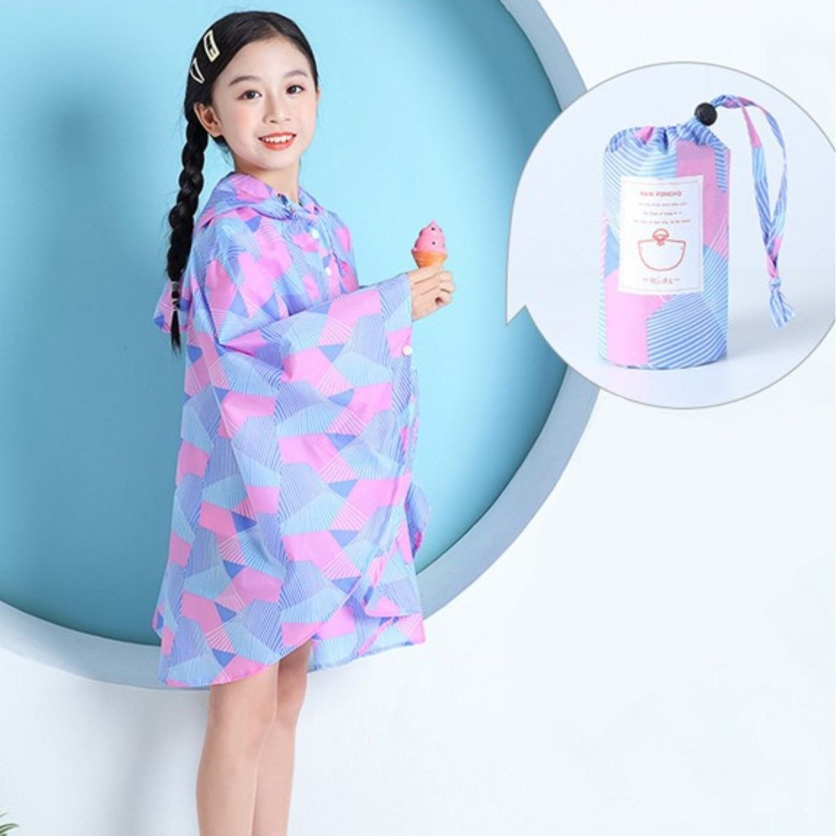 Cape de Pluie Fillette Rose et Violet