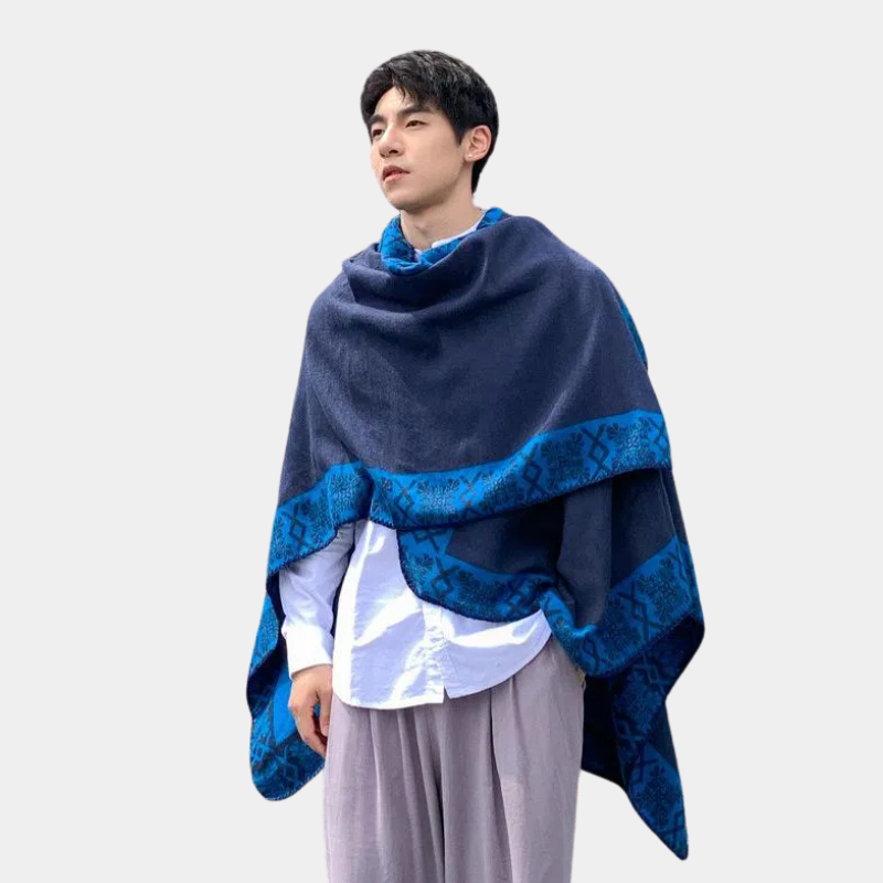 Écharpe Poncho Homme Ethnique