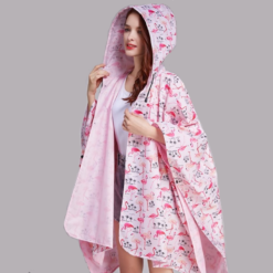 Cape de Pluie Femme Flamants Roses Réversible