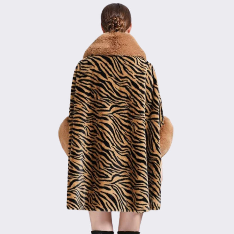 Manteau Cape Fourrure Zébrée