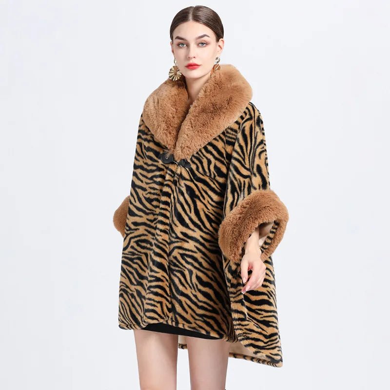 Manteau Cape Fourrure Zébrée