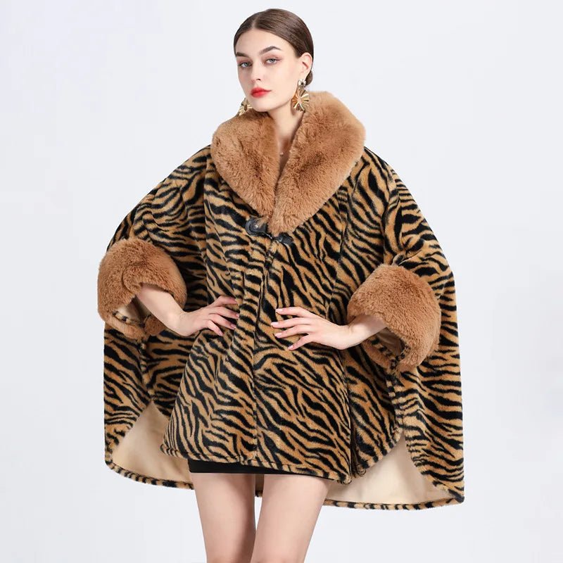 Manteau Cape Fourrure Zébrée