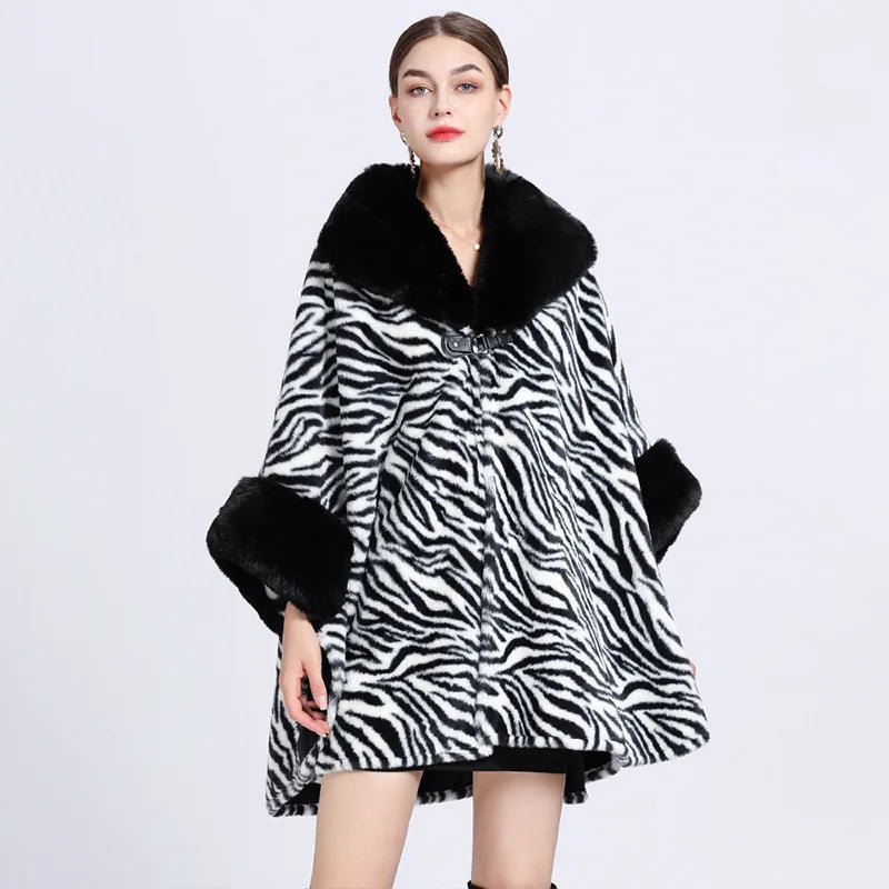 Manteau Cape Fourrure Zébrée