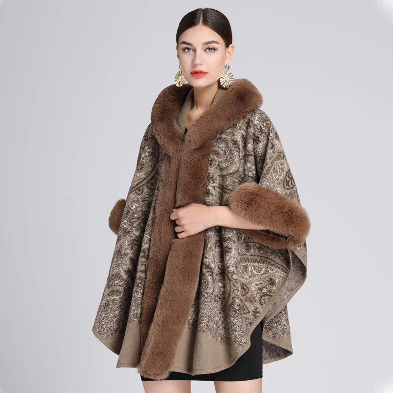Manteau Poncho Femme à Capuche