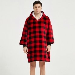 Plaid Poncho Polaire Homme Carreaux