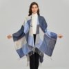 Poncho Femme Carreaux Bleu et Beige