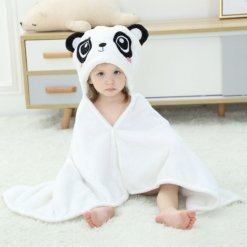 Poncho de Bain Bébé Panda Noir et Blanc
