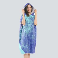 Poncho de Bain Bleu Bicolore