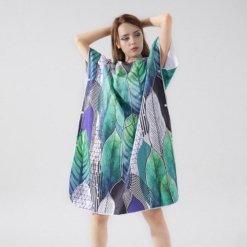 Poncho de Bain Femme Vert Feuilles