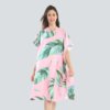 Poncho de Bain Femme Rose Feuilles