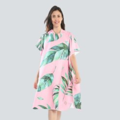 Poncho de Bain Femme Rose Feuilles