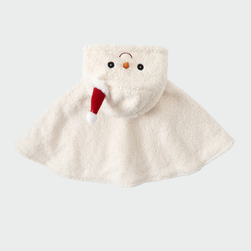 Poncho Bébé Bonhomme de Neige Festif
