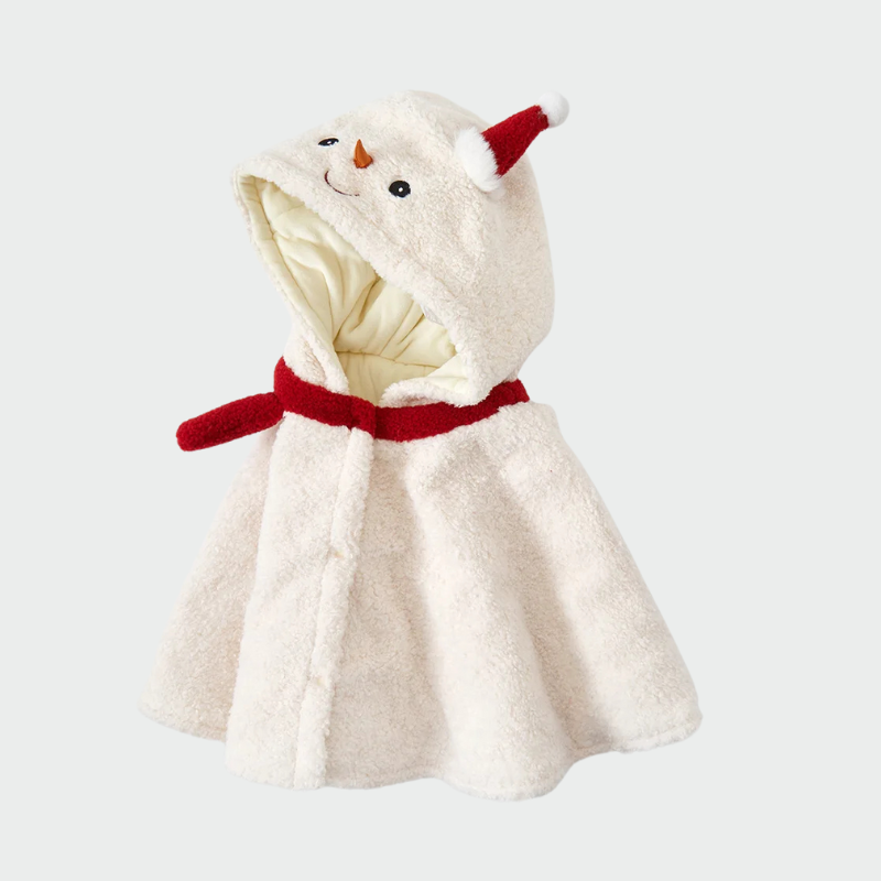 Poncho Bébé Bonhomme de Neige Festif
