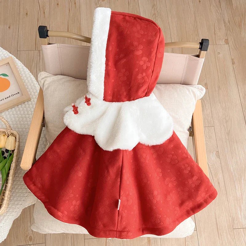 Poncho Bébé Fille Rouge Festif