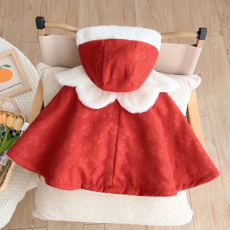 Poncho Bébé Fille Rouge Festif