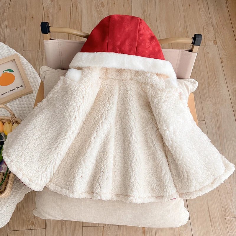 Poncho Bébé Fille Rouge Festif