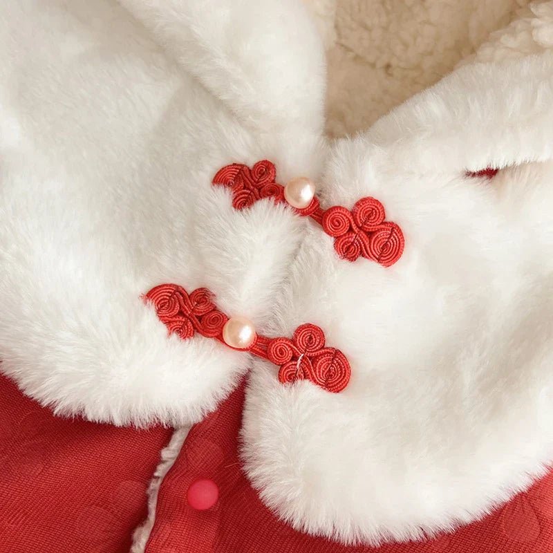 Poncho Bébé Fille Rouge Festif