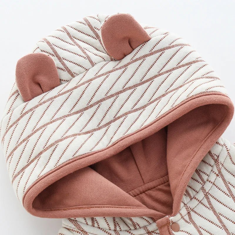 Poncho Bébé Rayé Marron et Blanc