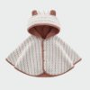 Poncho Bébé Rayé Marron et Blanc