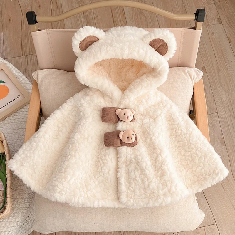 Poncho Bébé Ourson Crème