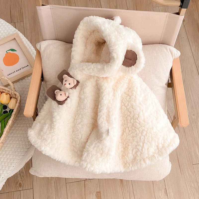 Poncho Bébé Ourson Crème