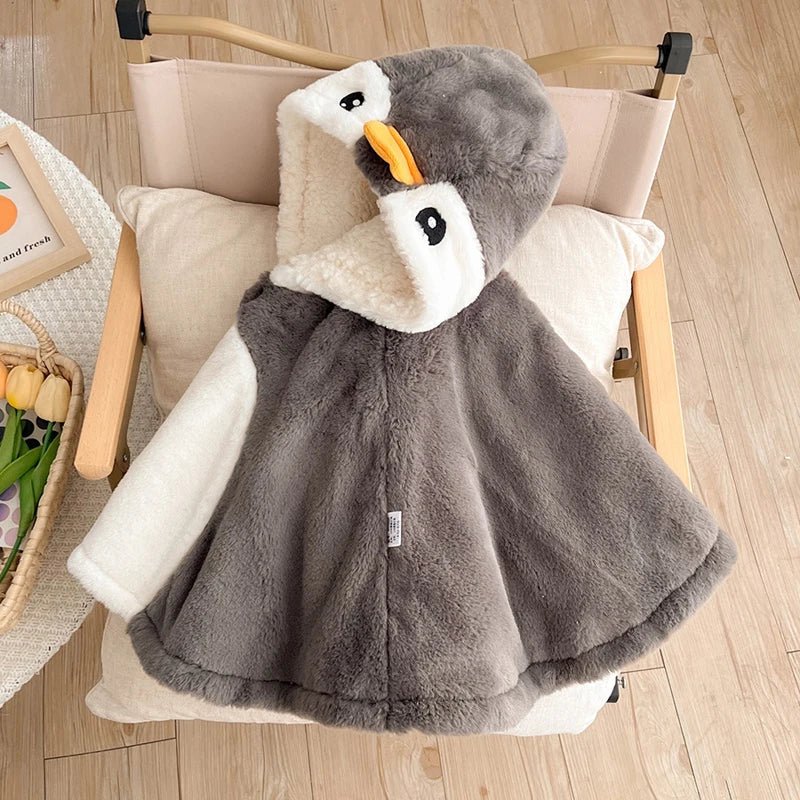 Poncho Bébé Pingouin Gris