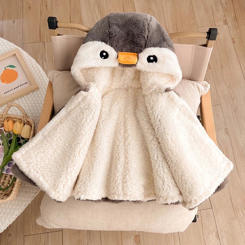 Poncho Bébé Pingouin Gris