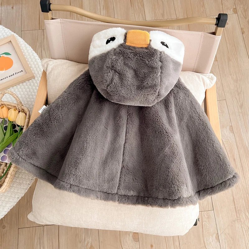 Poncho Bébé Pingouin Gris