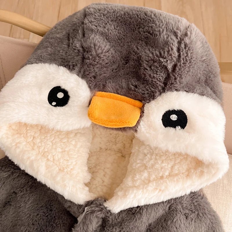 Poncho Bébé Pingouin Gris