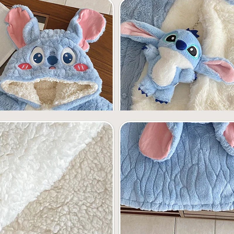 Poncho Bébé Stitch Bleu