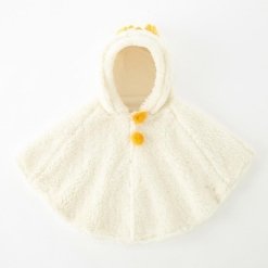 Poncho Fille Blanc Couronne