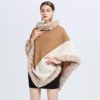 Poncho Femme Camel Fausse Fourrure