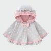 Poncho Bébé Fille Gris Rose à Pois