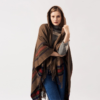 Poncho Femme Capuche Rayures Franges