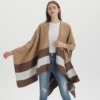 Poncho Femme à Bandes Horizontales