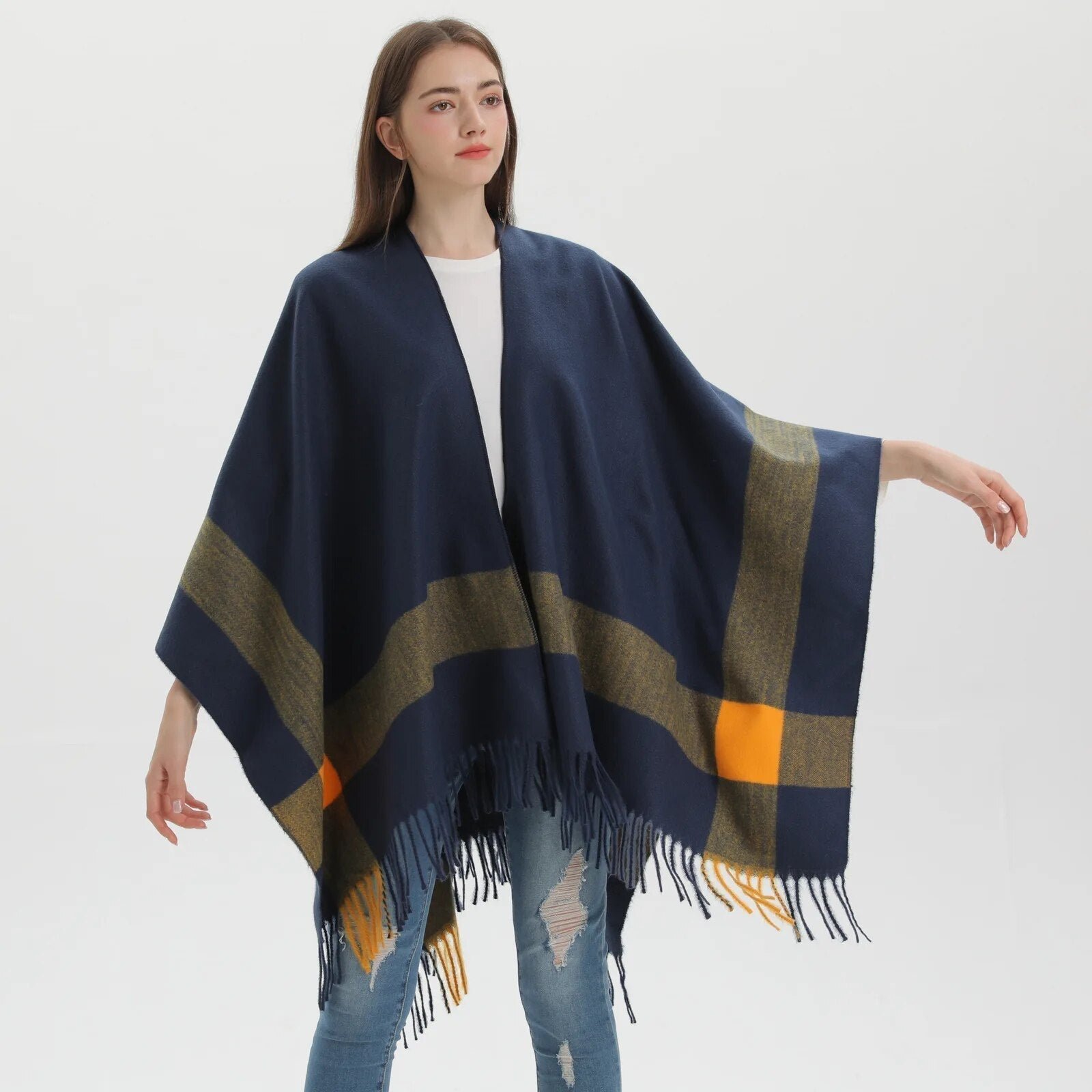 Poncho Court Femme à Franges