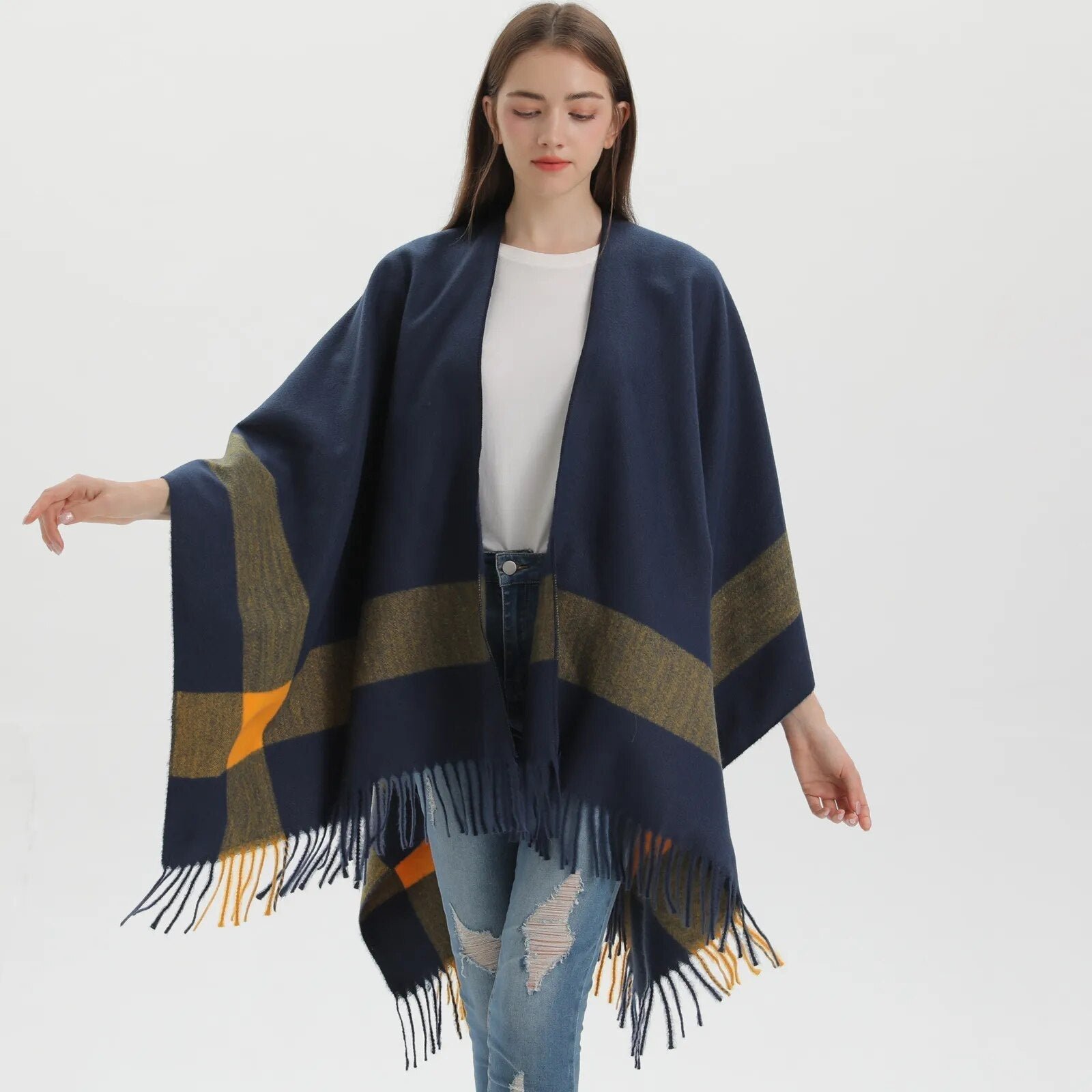 Poncho Court Femme à Franges