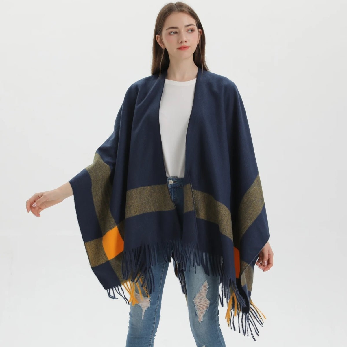 Poncho Court Femme à Franges