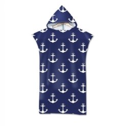 Poncho de Plage Bleu Marine Ancre