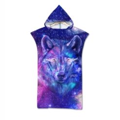 Poncho de Plage à Capuche Loup Lunaire