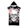 Poncho de Plage Tête de Mort Fleurs