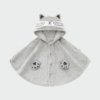 Poncho Enfant Gris Tête de Chat